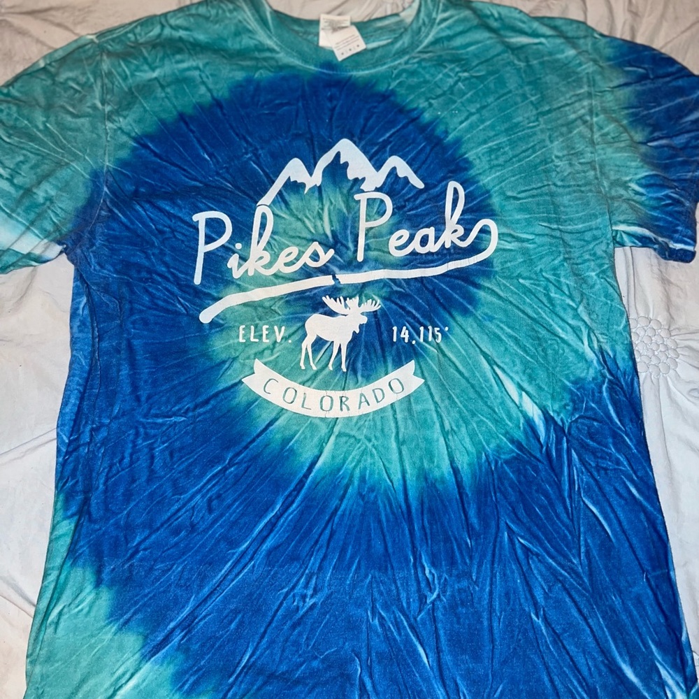 Blue Tie Dye Pikes Peak Colorado Shirt Sleeve T-Shirt